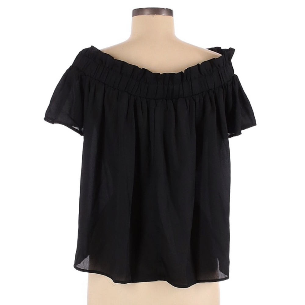 LUCCA Black Short Sleeve Shoulder Blouse